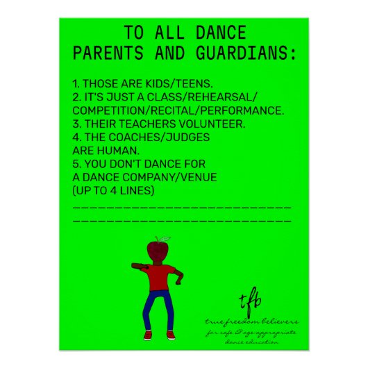 Poster Danse Parent Rappel Apple Lime (Devant)