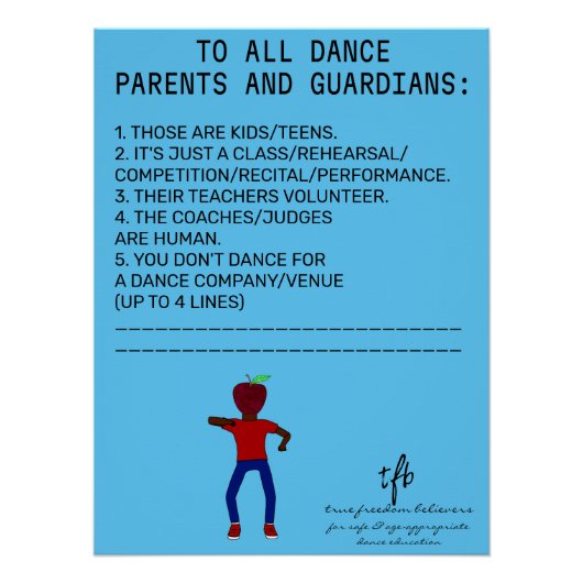 Poster Danse Parent Rappel Apple Sky Blue (Devant)