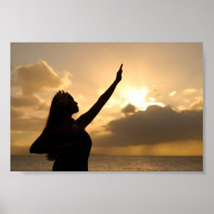 Poster Danse polynésienne sur la plage