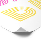 Poster Danse rétro rose jaune Turquoise (Coin)