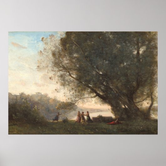 Poster Danse sous les arbres - Jean-Baptiste - Corot Art (Devant)