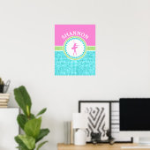 Poster Danse Tri Pastel Couleur Avec Carrelage Aqua (Bureau à domicile)