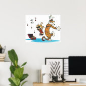 Poster Danser avec Vinyl Phonograph Cute Hobbes (Bureau à domicile)