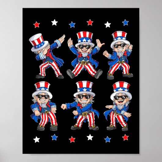 Poster Danser Dabbing Oncle Sam 4 juillet Garçons Filles (Devant)