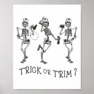 Poster Danser Drôle Skeleton Trick Ou Trim Hairstylist H