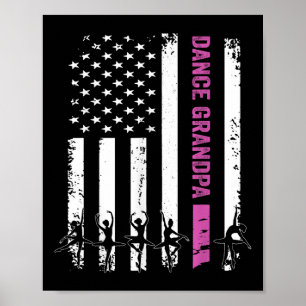 Poster Danser vintage Grandpa Drapeau Usa Love Danser