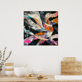 Poster Danseur Abstrait en mouvement dynamique