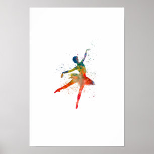 Poster Danseur de ballon classique aquarelle