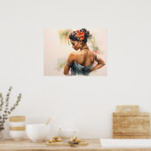 Poster Danseur de salsa cubaine en robe de soie (Cuisine)