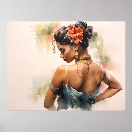 Poster Danseur de salsa cubaine en robe de soie (Devant)