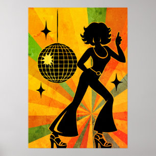 Poster Danseur Disco Rétro des Années 70