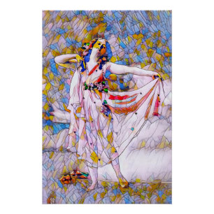 Poster Danseur en verre tendu en robe de souffle