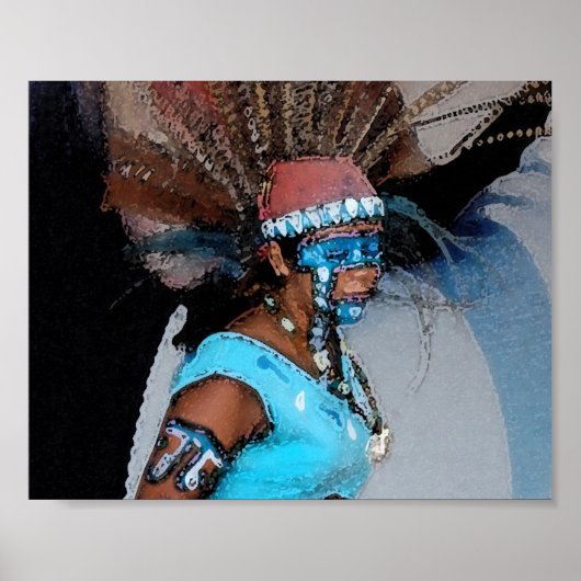 Poster Danseur-femme maya (aquarelle) (Devant)