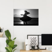 Poster Danseur hula hawaïen noir et blanc (Bureau à domicile)