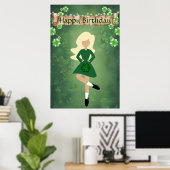 Poster Danseur irlandais avec cheveux blonds Bonne danse  (Bureau à domicile)