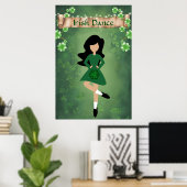 Poster Danseur irlandais avec cheveux noirs | Danse irlan (Bureau à domicile)