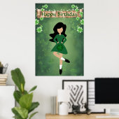 Poster Danseur irlandais avec cheveux noirs Joyeuse danse (Bureau à domicile)
