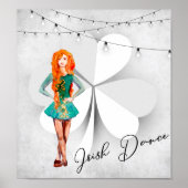 Poster Danseur irlandais avec Clocher et String Lights Da (Devant)