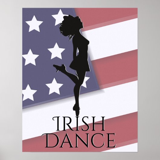 Poster Danseur irlandais et Drapeau américain Dance de ch (Devant)