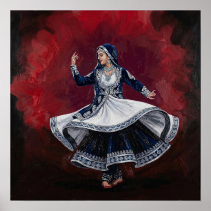 Poster Danseur royal de Kathak Art fin contemporain Patri