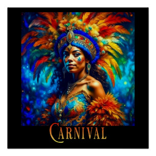 Poster Danseur vintage du carnaval brésilien