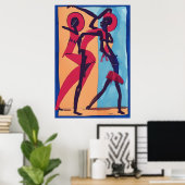 Poster Danseurs africains aquarelle (Bureau à domicile)