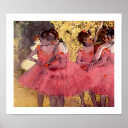 Poster Danseurs de ballet en rose par Edgar Degas (Devant)