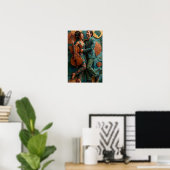 Poster Danseurs Joyeux Échangés - Cuivre Sarcelle 3D (Bureau à domicile)