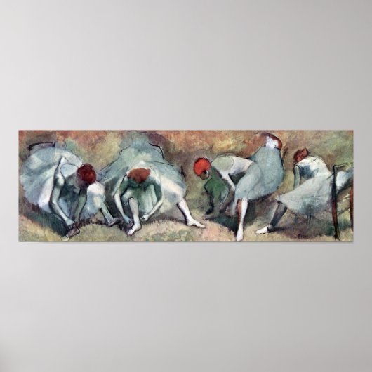 Poster Danseurs lacant leurs chaussures par Edgar Degas (Devant)