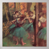 Poster Danseurs, rose et vert par Edgar Degas (Devant)