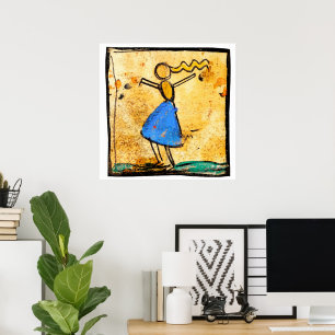 Poster Danseuse à la jupe bleue peinture d'Egon Schiele