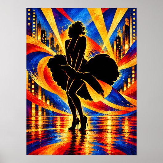 Poster Danseuse avec silhouette de robe fluide (Devant)