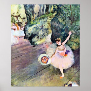 Poster Danseuse avec un bouquet de fleurs par Edgar Degas