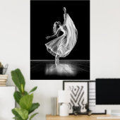 POSTER DANSEUSE DE BALLET À PIED DE FEMME - NOIR ET BLANC (Bureau à domicile)