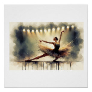 Poster Danseuse de ballet élégante sur scène,