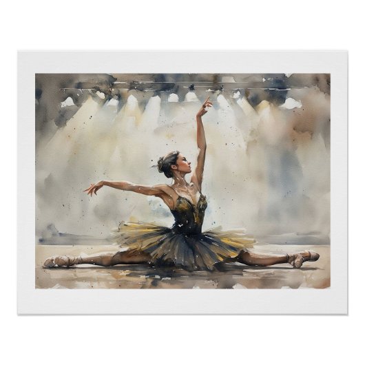 Poster Danseuse de ballet en écart, (Devant)