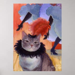 Poster Danseuse de Cabaret Can-Can Chat