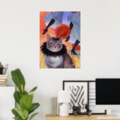 Poster Danseuse de Cabaret Can-Can Chat (Bureau à domicile)