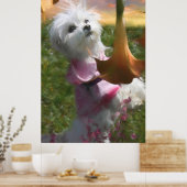 Poster Danseuse de chiot maltais "LA CHANSON DE TRUMPET" (Cuisine)