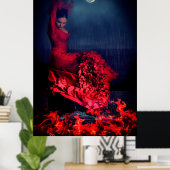 Poster Danseuse de flamenco au feu (Bureau à domicile)