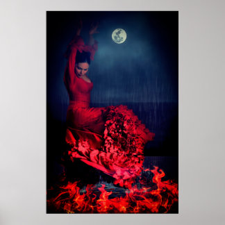 Poster Danseuse de flamenco au feu