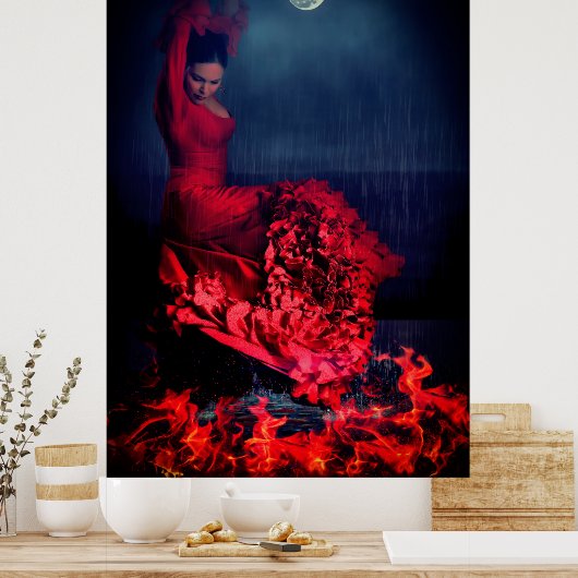 Poster Danseuse de flamenco au feu (Cuisine)