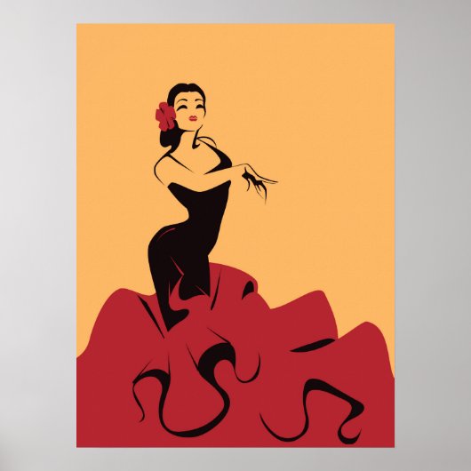 Poster danseuse de flamenco dans une pose spectaculaire (Devant)