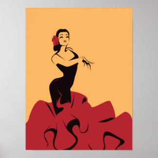 Poster danseuse de flamenco dans une pose spectaculaire