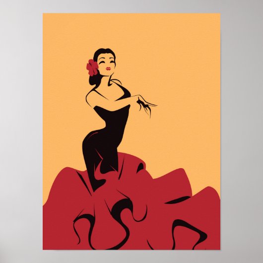 Poster danseuse de flamenco dans une pose spectaculaire (Devant)
