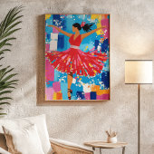 Poster Danseuse de salsa Robe rouge Abstrait Mur Art