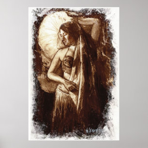 Poster Danseuse du ventre féminine avec un voile