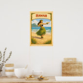 Poster Danseuse Hula Hawaï Vintage (Cuisine)