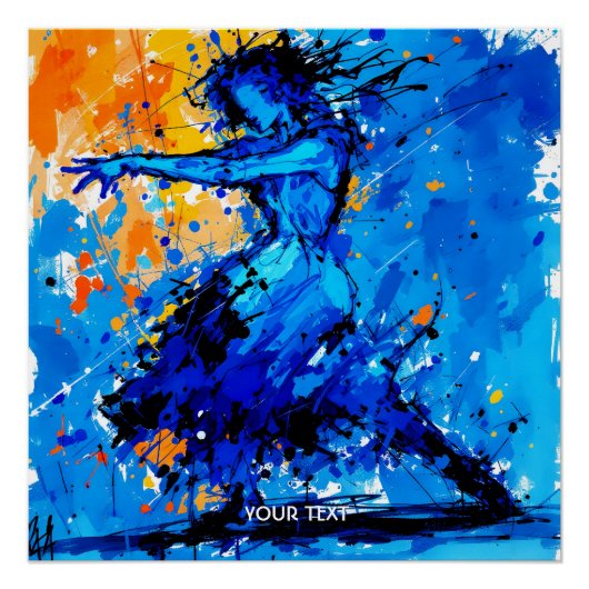 Poster Danseuse Imaginaire Bleu Bleu Orange (Devant)
