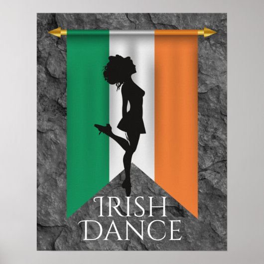 Poster Danseuse irlandaise et Drapeau irlandais Dance de (Devant)